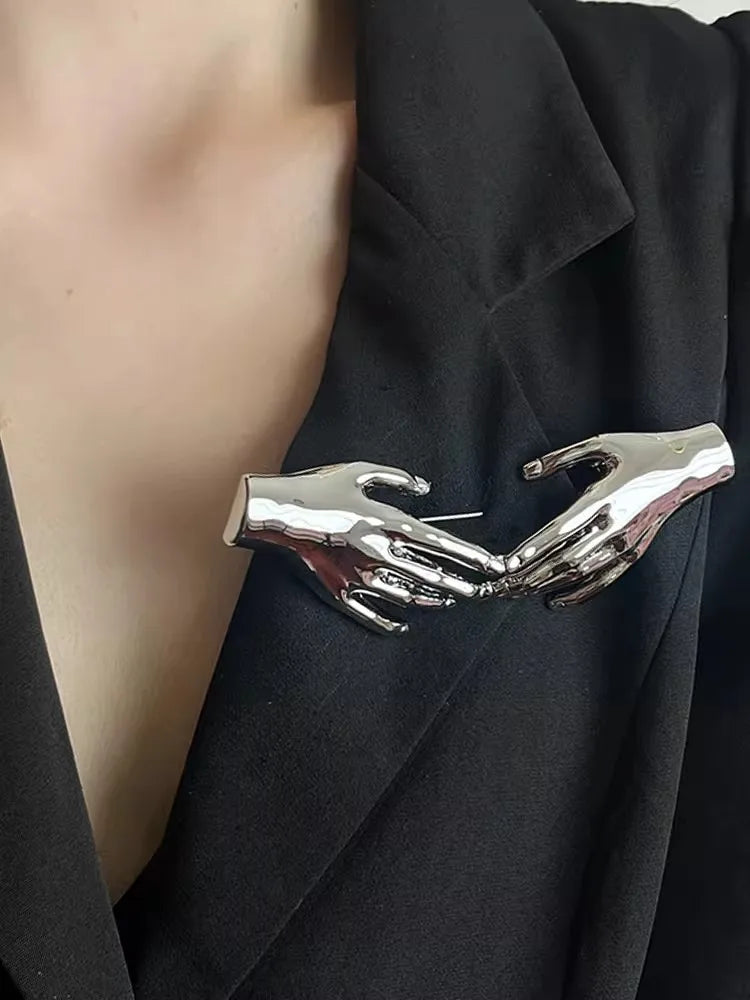 "Andriennea" Metal Hands Brooch