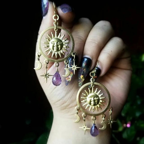"Solonix" Celestial Tassel Earrings