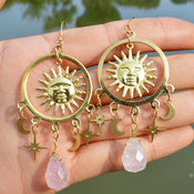 "Selune" Moon Sun Earrings width=100 
