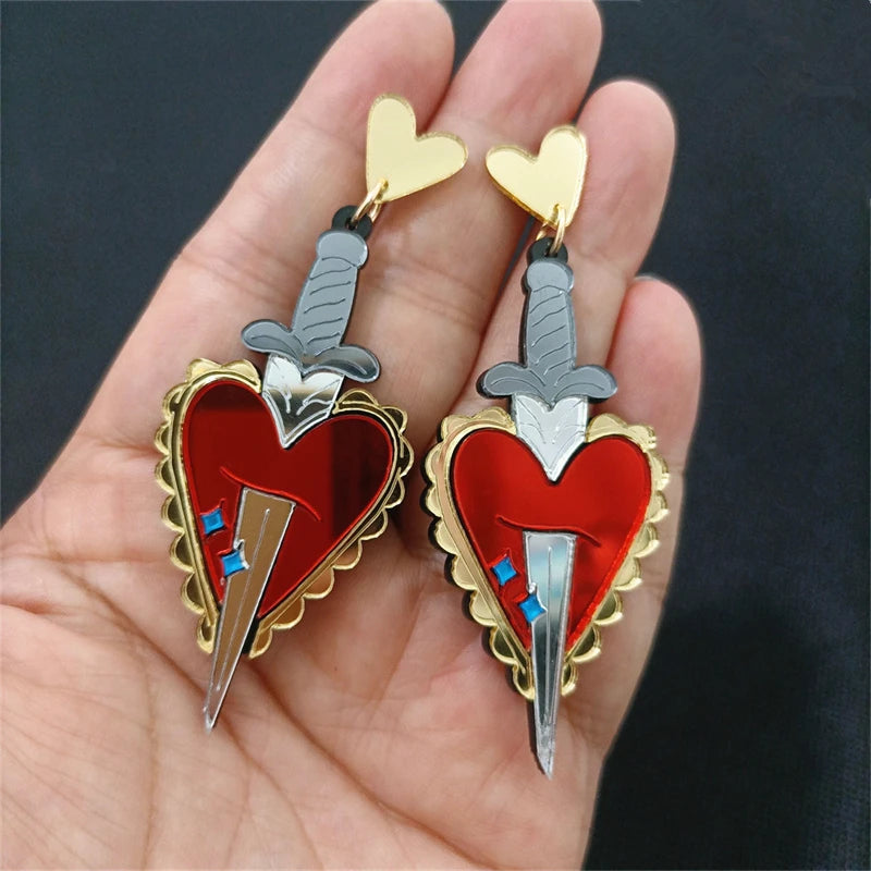 "Osburga" Heart Sword Earrings