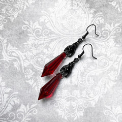 "Morvanna" Red Bat Earrings