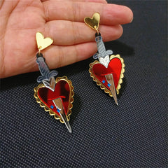 "Osburga" Heart Sword Earrings