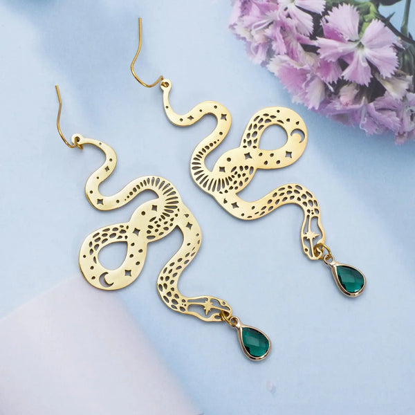 "Fortunata" Snake Drop Earrings