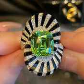 "Smaragda" Enamel Green Ring width=100 