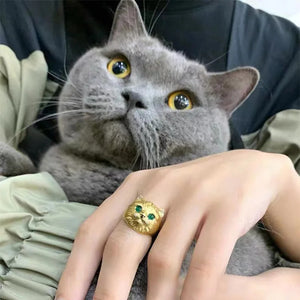 "Audriana" Adjustable Cat Head Ring