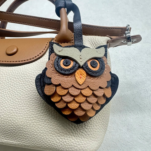 "Noctowlia" Leather Owl Keychain