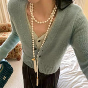"Perloria" Pearl Tassel Necklace width=100 