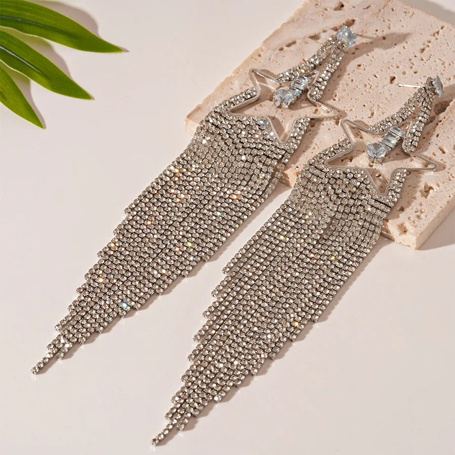 "Glenisse" Star Long Tassel Earrings