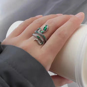 "Thessalos" Green Snake Ring width=100 