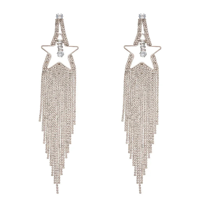 "Glenisse" Star Long Tassel Earrings