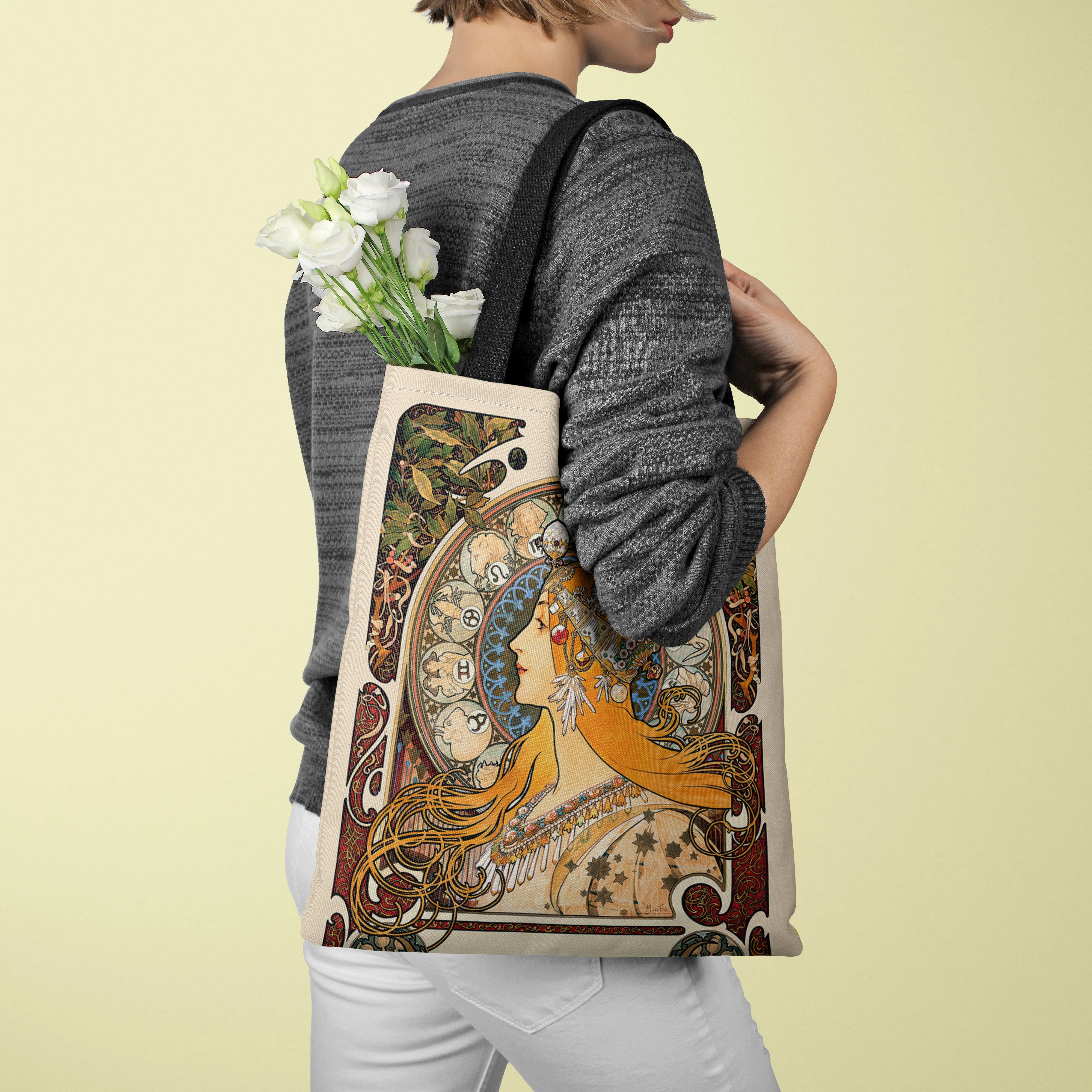 "Verena" Mucha Canvas Tote Bag