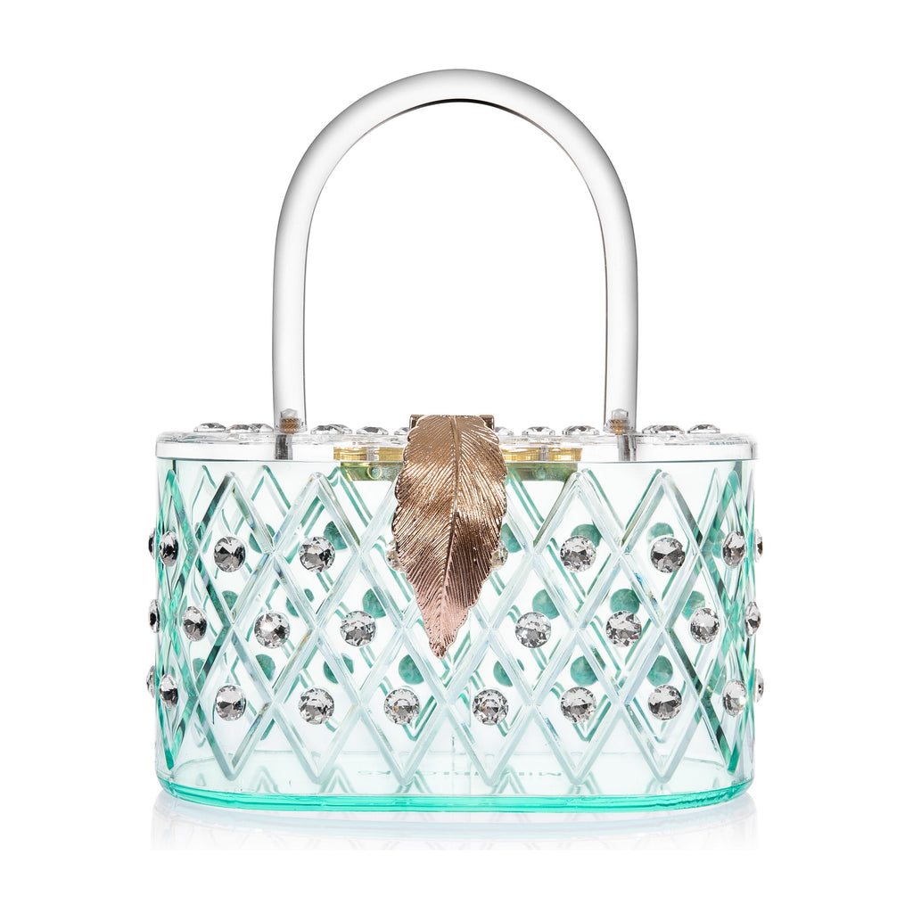 1950 Vintage Style “Spearmint Ice" Crystal Acrylic Lucite Box Clutch Bag-0