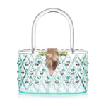 1950 Vintage Style “Spearmint Ice" Crystal Acrylic Lucite Box Clutch Bag-0