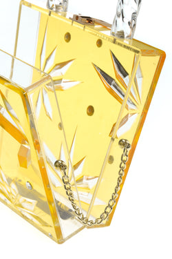 Top Handle Amber Hock Cut to clear Lucite Acrylic Handbag-2 width=100 