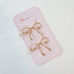 Wobbly Gold Metal Bow Hair Clip Set Of 2-0