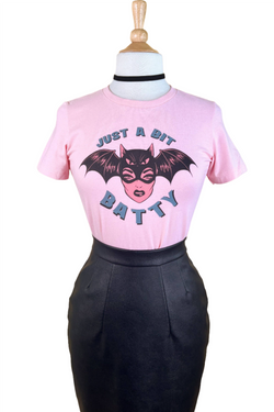 Just a bit Batty Fitted Tee in Pink-0 width=100 