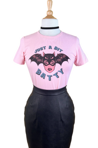 Just a bit Batty Fitted Tee in Pink-0