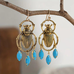 "Nerthus" Scarab and Beads Earrings width=100 