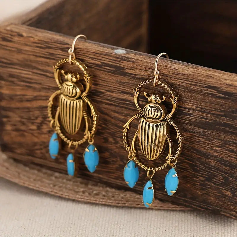 "Nerthus" Scarab and Beads Earrings