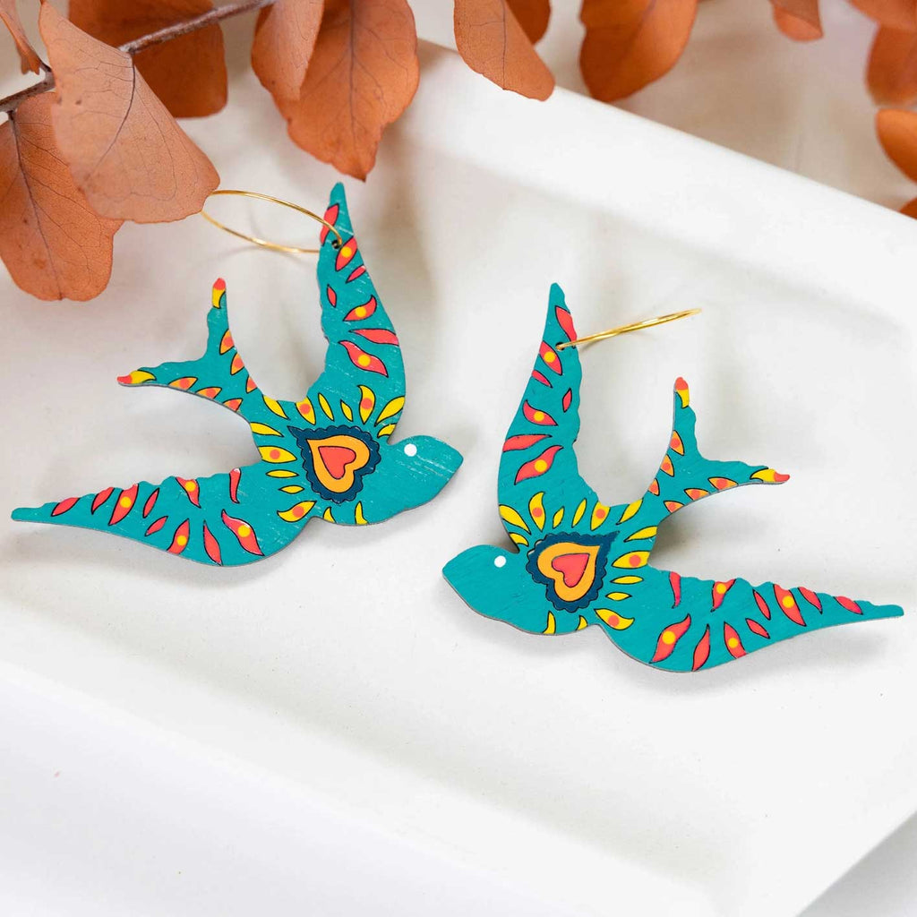 "Ottilie" Sparrow Hoop Earrings