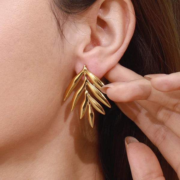 Golden Leaf Branch Earrings