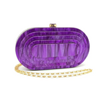 Art Deco Acrylic Oval Clutch Handbag-Purple-0