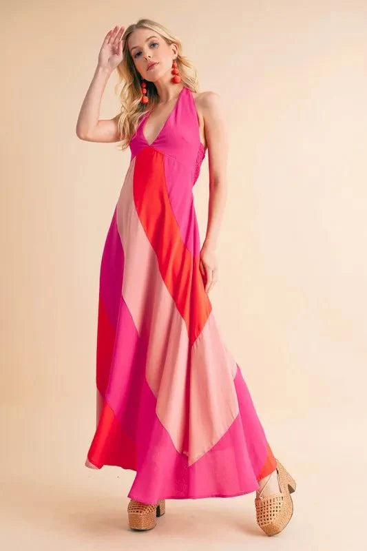 Aemi+Co Color Block Sleeveless Maxi Dress-0