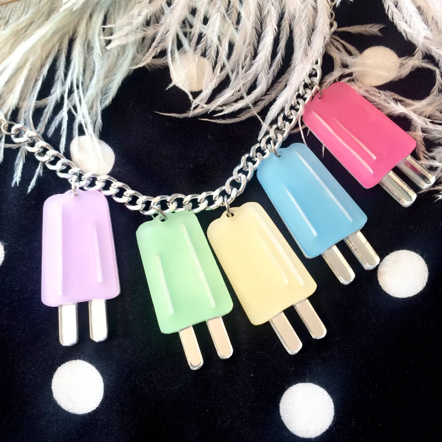 Pastel Ice Pop Popsicle Charm Necklace-1