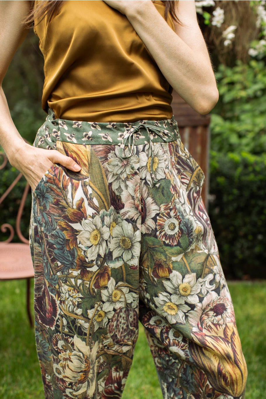 "Love Grows Wild" Bee Print Artist Pants