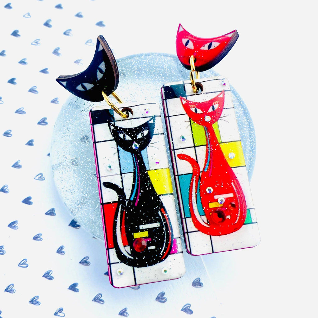 Atomic Cat Earrings by Rosie Rose Parker-0