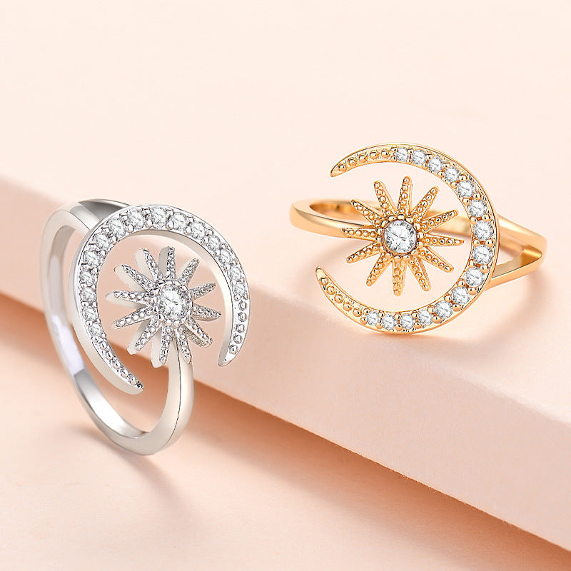 "Luna" Golden Moon and Star Ring