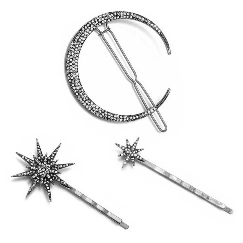 "Stella" Silvery Barrette Bobby Pins Set