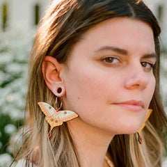 "Molly" 1970's Moth Hoop Earrings
