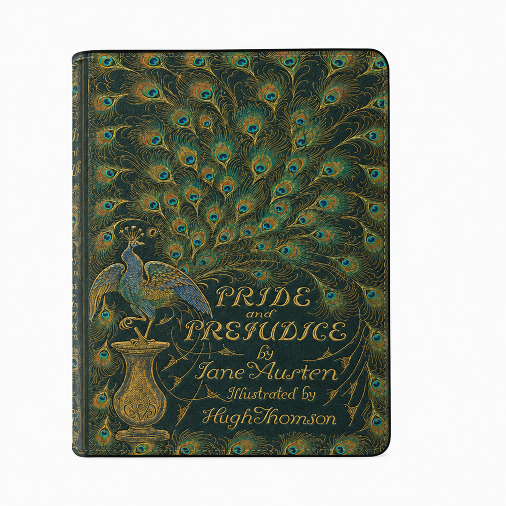 BCIP - Front - "Pride and Prejudice" Peacock Book Clutch
