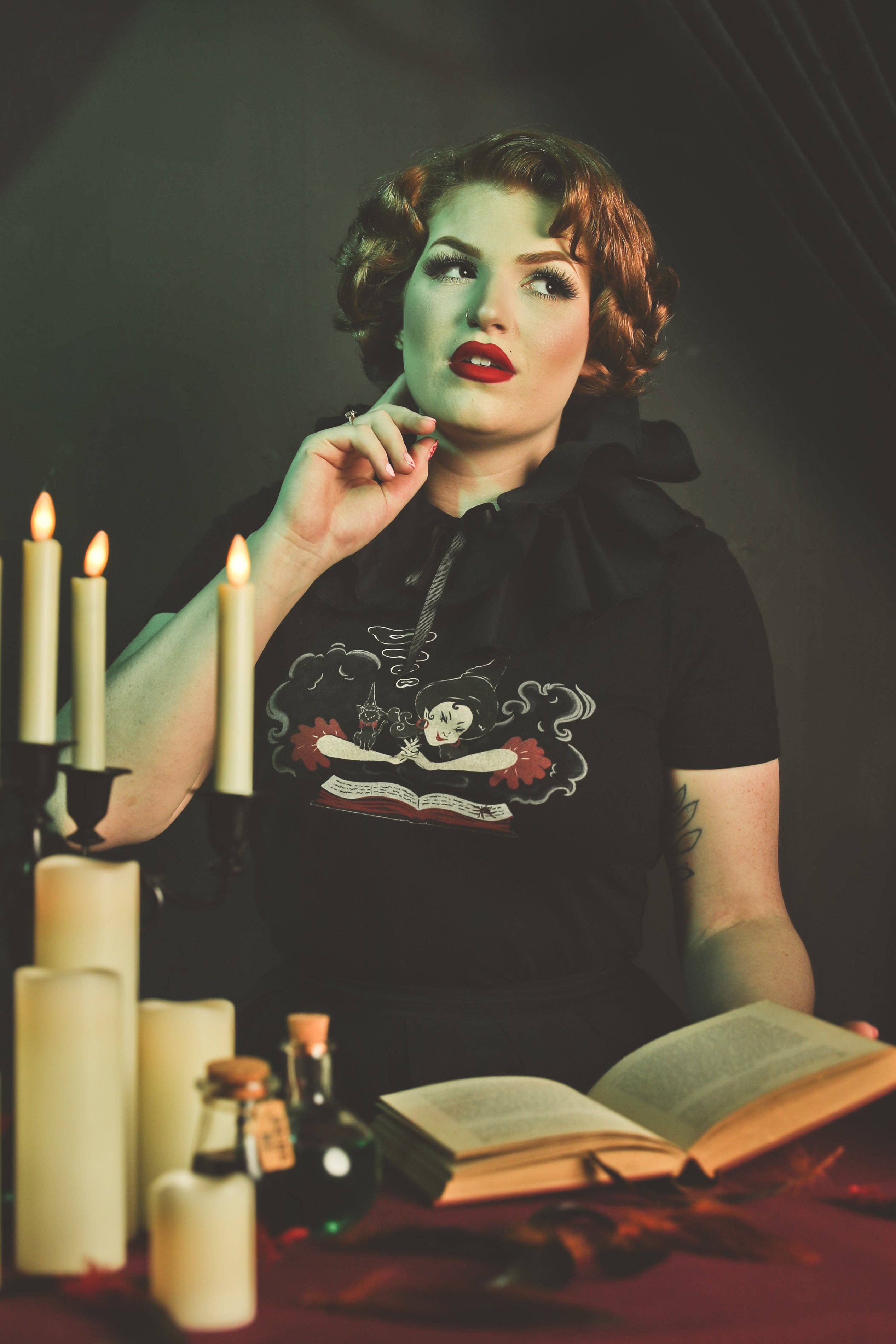 Witch Bible Fitted Tee in Black-4