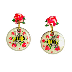 Pretty Bee & Roses Earrings by Rose Rose Parker-0 width=100 