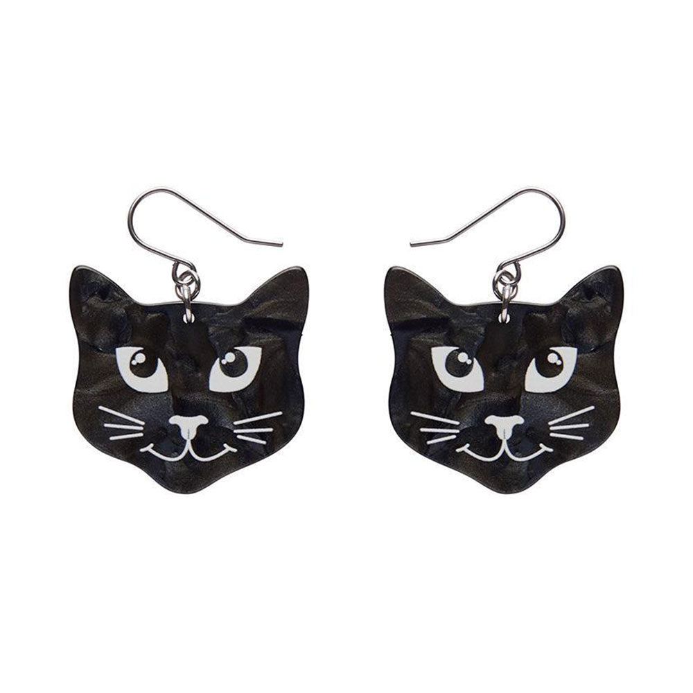 Black Cat Drop Earrings by Erstwilder-0