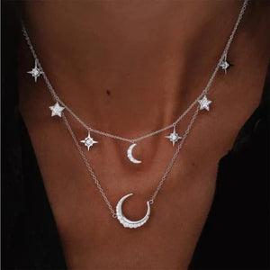 "Cassia" Moon and Stars Necklace