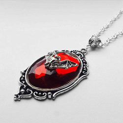 Gothic Red Bat Pendant Necklace width=100 