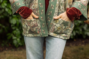 "Love Grows Wild" Fleece Cottage Cardigan Kimono Jacket