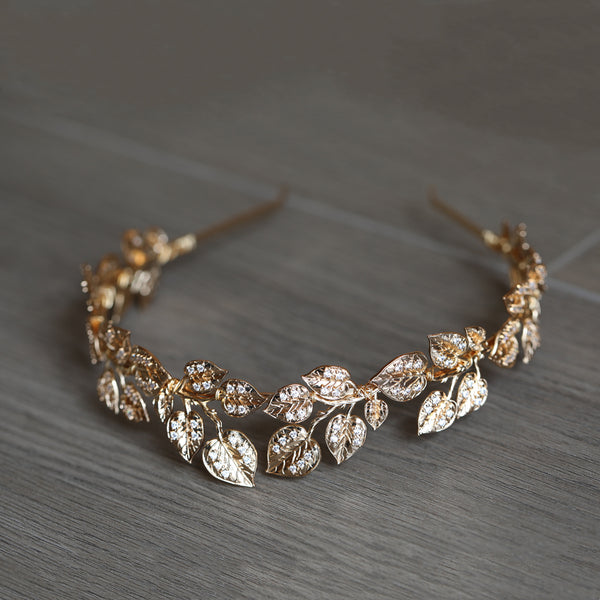 Gilded Leaf Pearl Headband