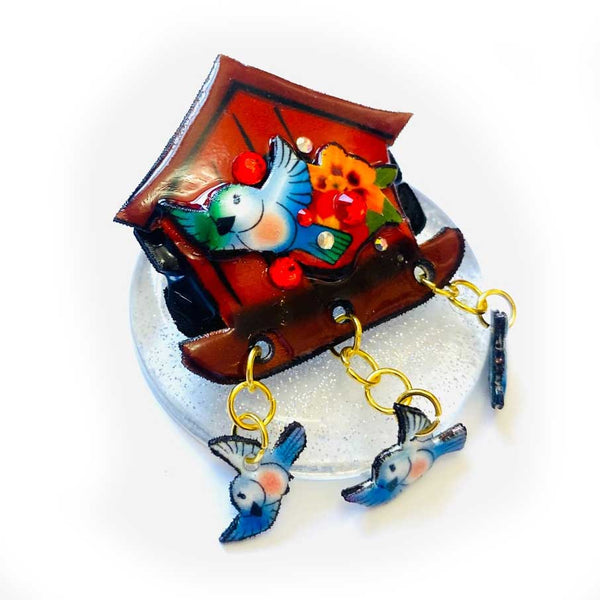 "Faye" Bird House Brooch