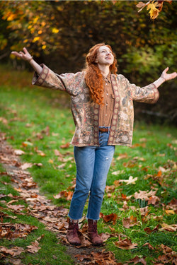 "Dream Weaver" Fleece Cottage Cardigan Kimono Jacket width=100 