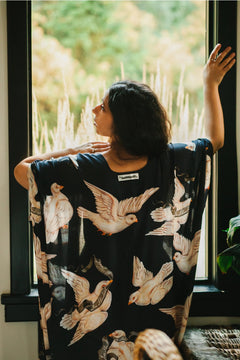 "Midnight Doves" Kimono