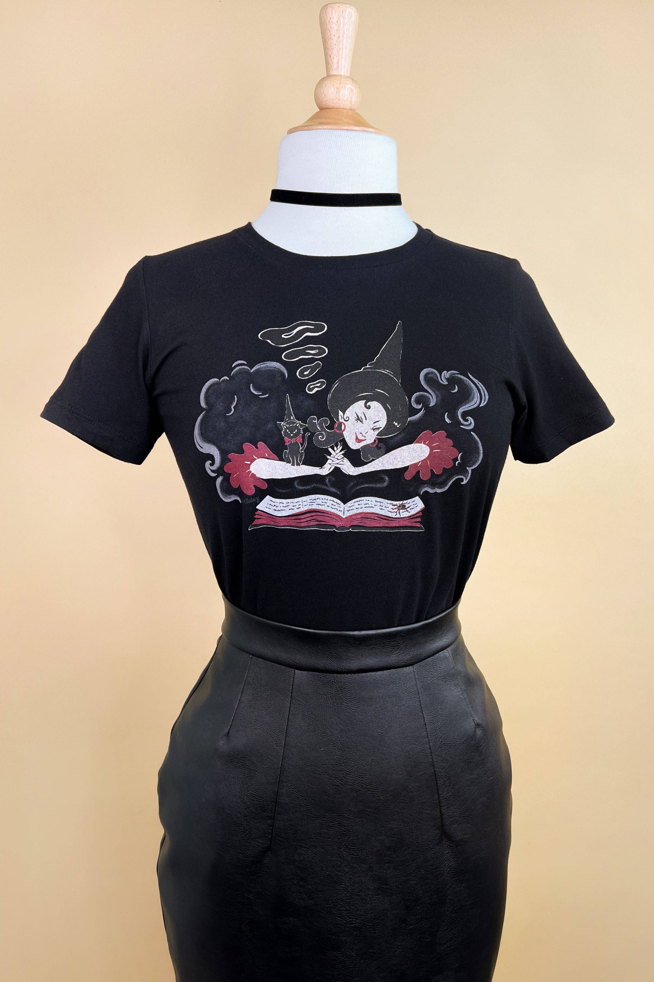 Witch Bible Fitted Tee in Black-1