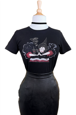 Witch Bible Fitted Tee in Black-0 width=100 