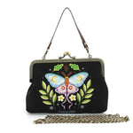 Butterfly Vintage Kisslock Handbag: Black-0