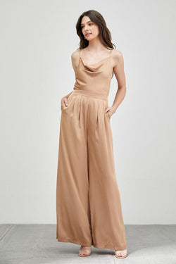 Cowl Neck Trim Detail Jumpsuit-1 width=100 