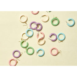 Cream Heavy Carve Drop Hoop Earrings by Splendette-2 width=100 