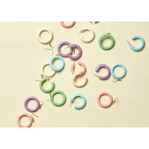 Cream Heavy Carve Drop Hoop Earrings by Splendette-2